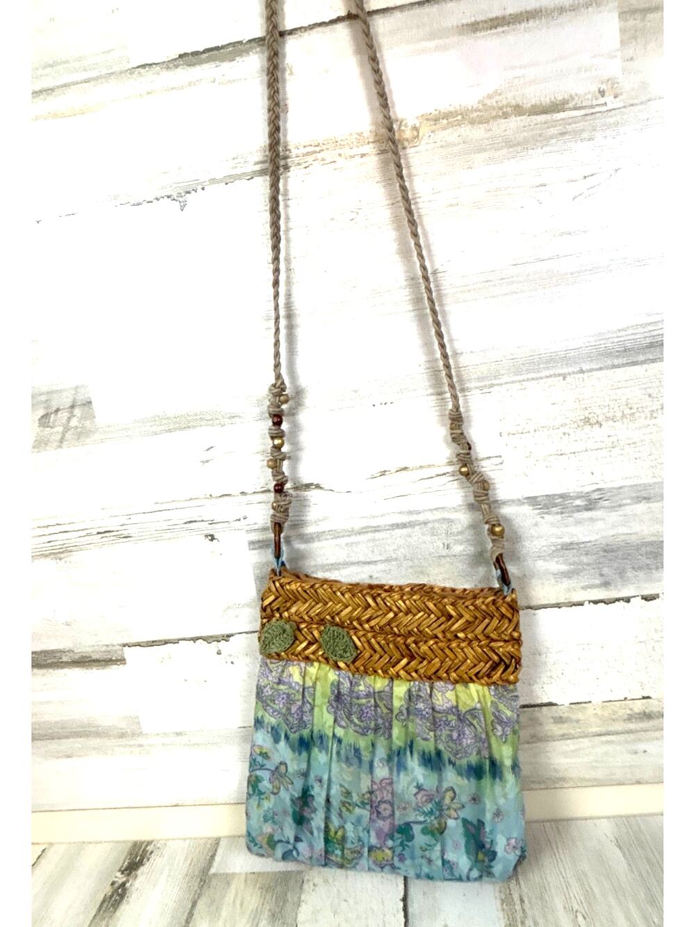 Cappelli Womens Pastel Multi Straw Fabric Boho Crossbody Beach Casual Bag Purse